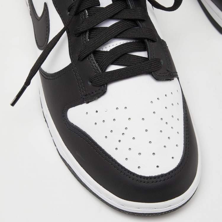 Pre Owned Nike Black/White Leather Dunk Low Top “Panda” Sneakers Size 46