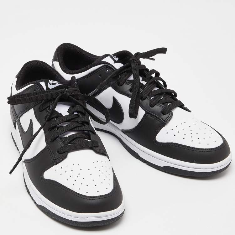 Pre Owned Nike Black/White Leather Dunk Low Top “Panda” Sneakers Size 46
