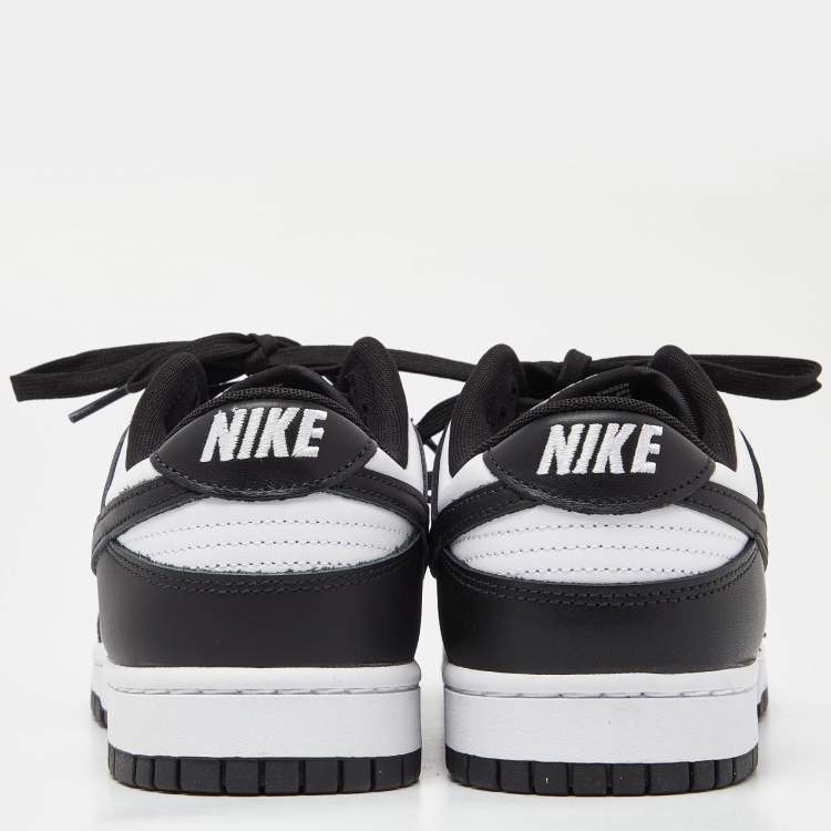Pre Owned Nike Black/White Leather Dunk Low Top “Panda” Sneakers Size 46