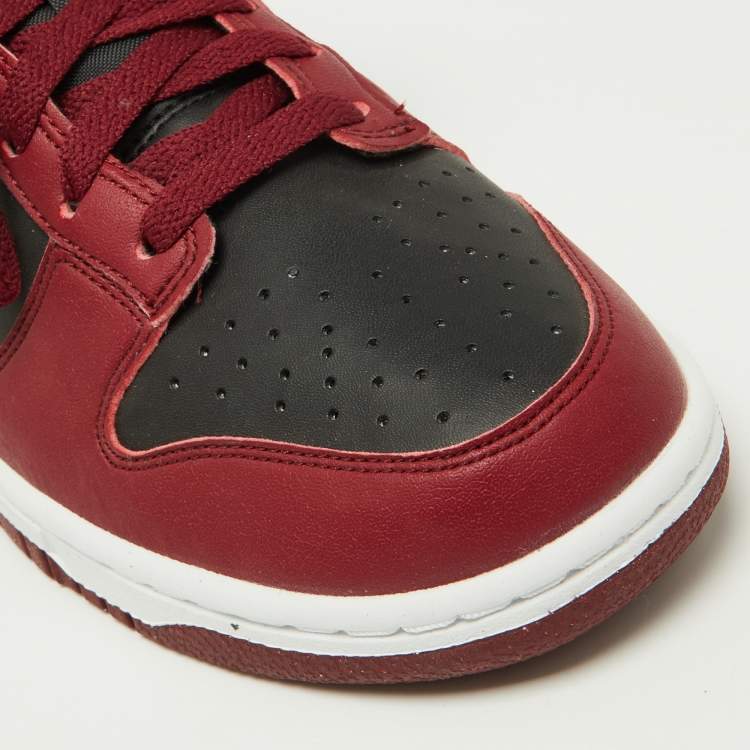 Pre Owned Nike Red/Black Leather Dunk Low Top "Team Red" Sneakers Size 40