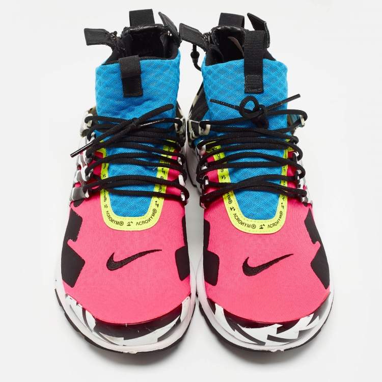 Pre Owned Nike Acronym x Air Presto Multicolor Fabric and Leather Mid Racer Sneakers Size 45