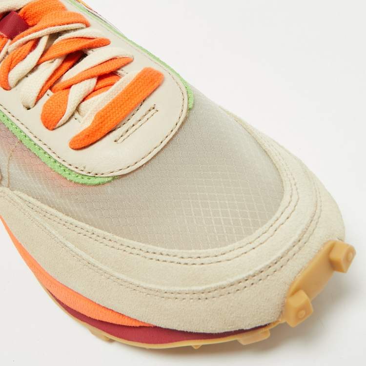 Pre Owned Nike x Sacai Multicolor Suede and Mesh LD Waffle CLOT Kiss of Death Orange Blaze Sneakers Size 42.5