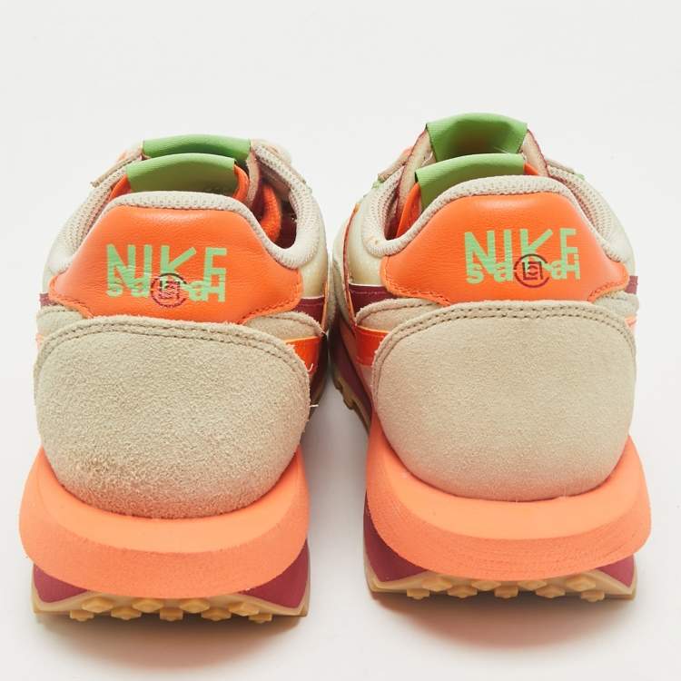 Pre Owned Nike x Sacai Multicolor Suede and Mesh LD Waffle CLOT Kiss of Death Orange Blaze Sneakers Size 42.5