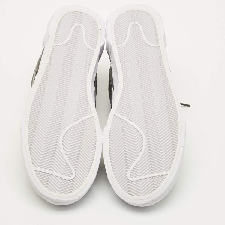 Pre Owned Nike x Sacai Blazer Iron Grey Size 45 Grey/White Suede and Leather Low Top Sneakers