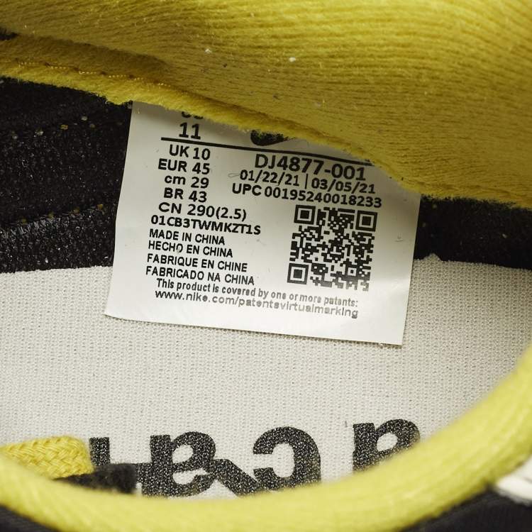 مملوكة مسبقًا Nike x Sacai x Undercover LD Waffle Black Bright Citron Size 45 Multicolor Leather and Nylon Low Top Sneakers