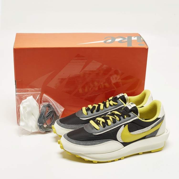 مملوكة مسبقًا Nike x Sacai x Undercover LD Waffle Black Bright Citron Size 45 Multicolor Leather and Nylon Low Top Sneakers