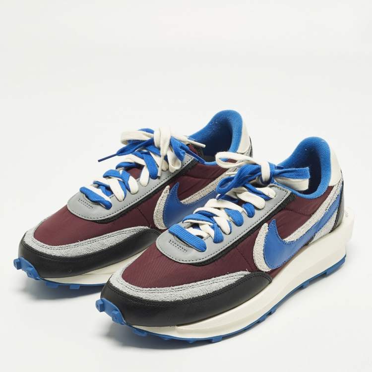 Pre Owned Nike x Sacai x Undercover LD Waffle Night Maroon Team Royal Size 45 Multicolor Leather and Nylon Low Top Sneakers