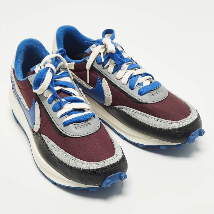 Pre Owned Nike x Sacai x Undercover LD Waffle Night Maroon Team Royal Size 45 Multicolor Leather and Nylon Low Top Sneakers