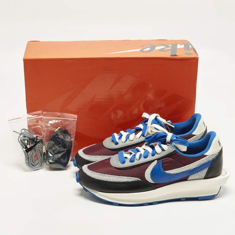 Pre Owned Nike x Sacai x Undercover LD Waffle Night Maroon Team Royal Size 45 Multicolor Leather and Nylon Low Top Sneakers