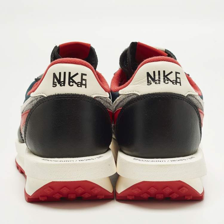 Pre Owned Nike x Sacai x Undercover LD Waffle Midnight Spruce University Red Size 45 Multicolor Leather and Nylon Low Top Sneakers