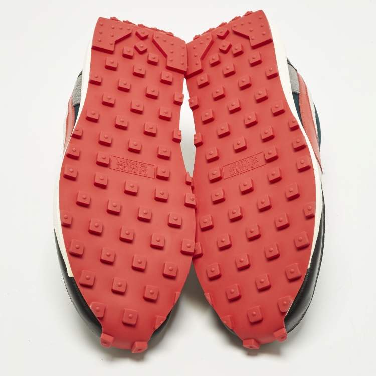 Pre Owned Nike x Sacai x Undercover LD Waffle Midnight Spruce University Red Size 45 Multicolor Leather and Nylon Low Top Sneakers