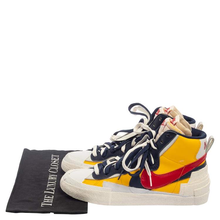 Pre Owned Nike x Sacai Multicolor Leather High Top Sneaker Size 42.5