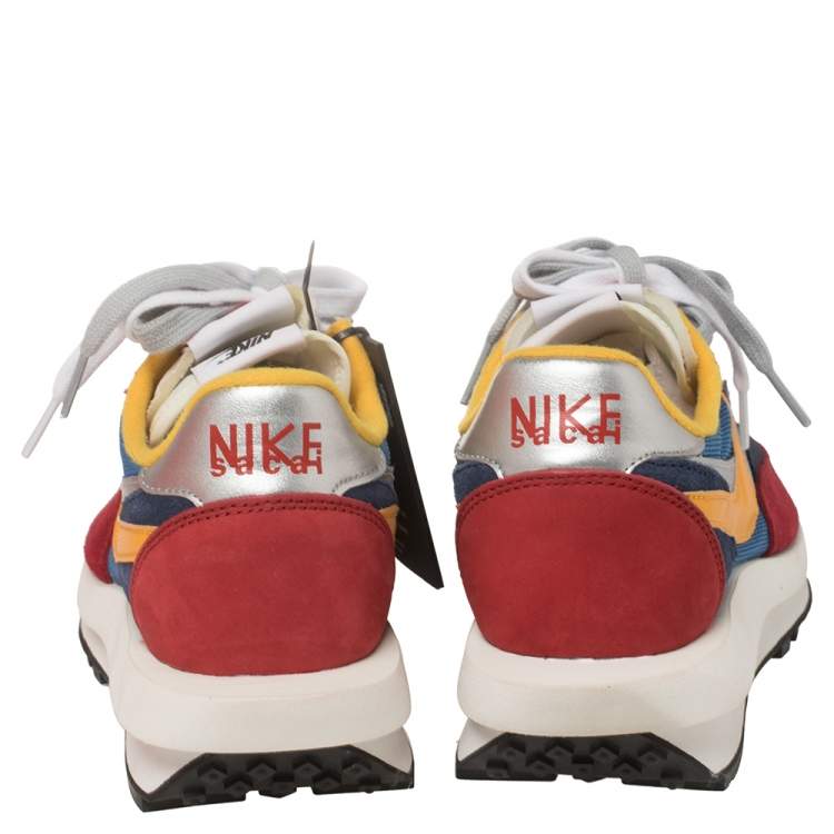 Pre Owned Nike x Sacai Multicolor Mesh And Suede Vaporwaffle Low Top Sneakers Size 40.5
