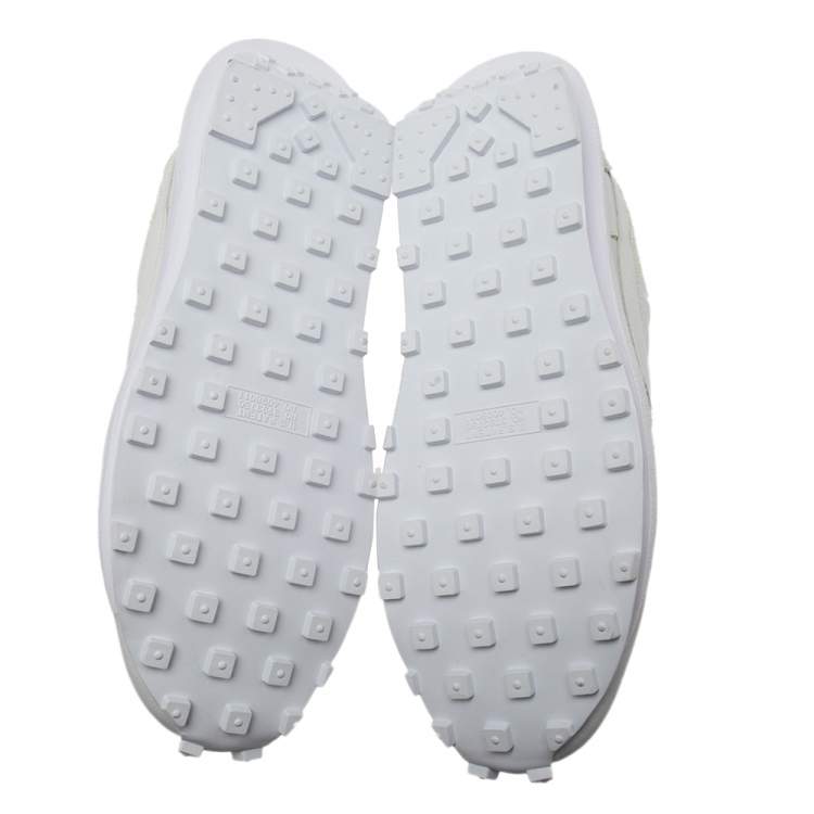 Pre Owned Nike x Sacai White Suede and Nylon LD Waffle Sneakers Size 42.5