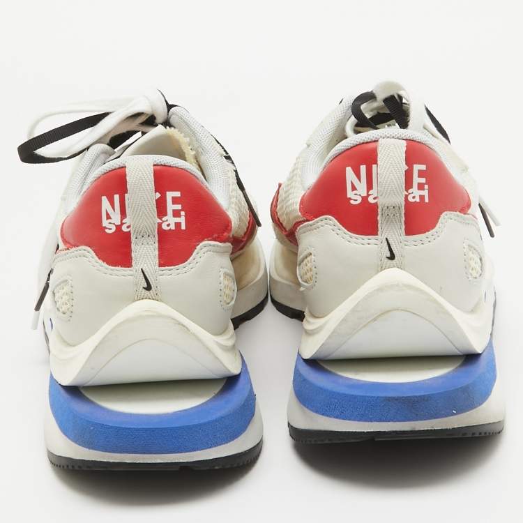 Pre Owned Nike x Sacai Multicolor Leather and Fabric Vaporwaffle Sesame Blue Void Sneakers Size 46
