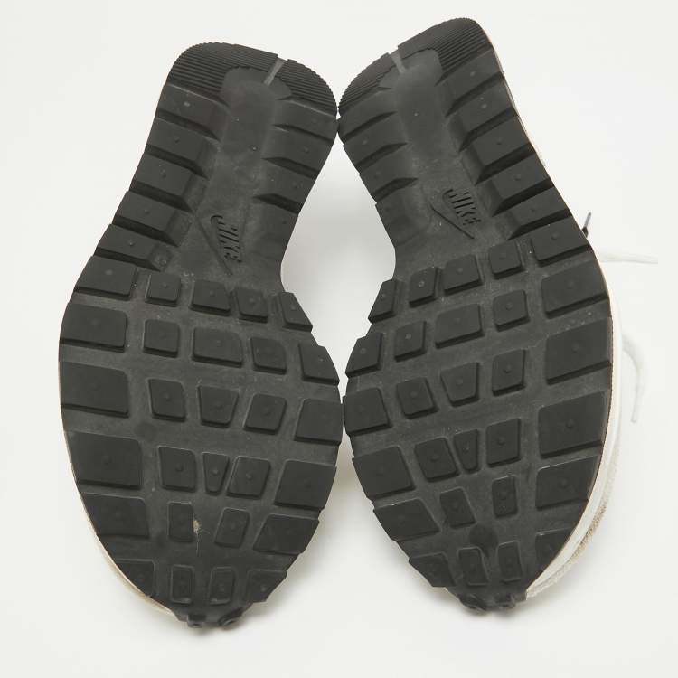 Pre Owned Nike x Sacai Multicolor Leather and Fabric Vaporwaffle Sesame Blue Void Sneakers Size 46