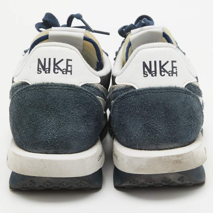 Pre Owned Nike x Sacai Navy Blue Mesh and Suede LD Waffle SF Blue Void Sneakers Size 46