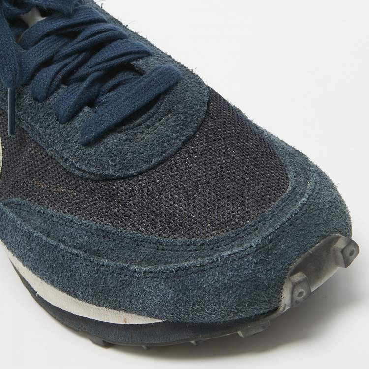 Pre Owned Nike x Sacai Navy Blue Mesh and Suede LD Waffle SF Blue Void Sneakers Size 46