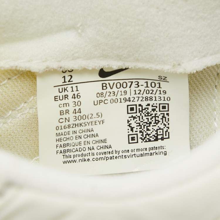 Pre Owned Nike x Sacai White/Grey Suede and Nylon LD Waffle Sneakers Size 46