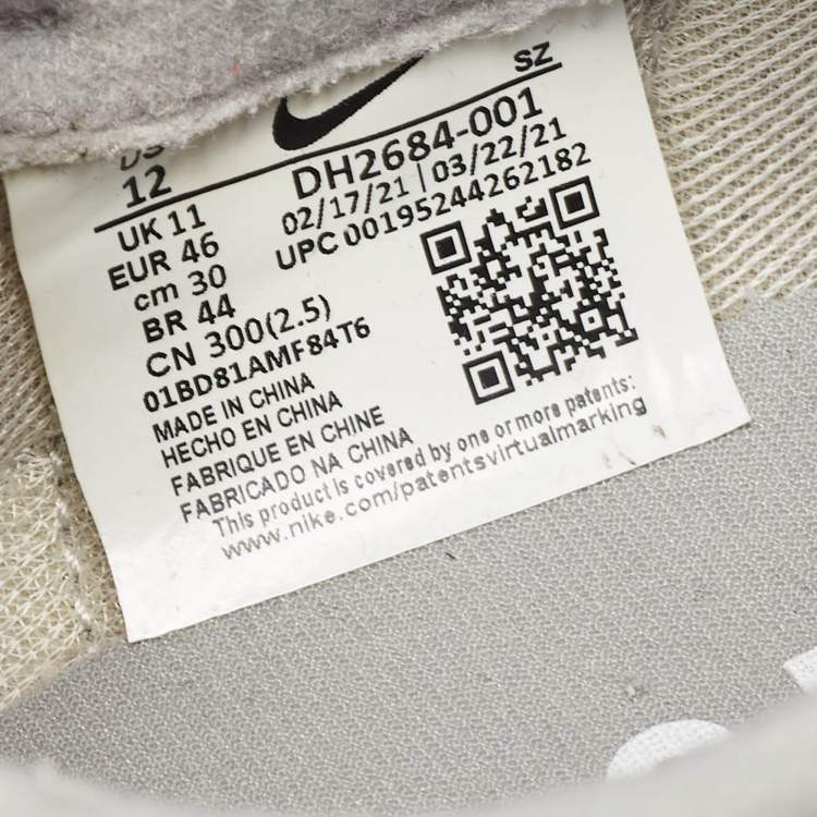 Pre Owned Nike x Sacai Grey Suede and Mesh LD Waffle SF Fragment Grey Sneakers Size 46