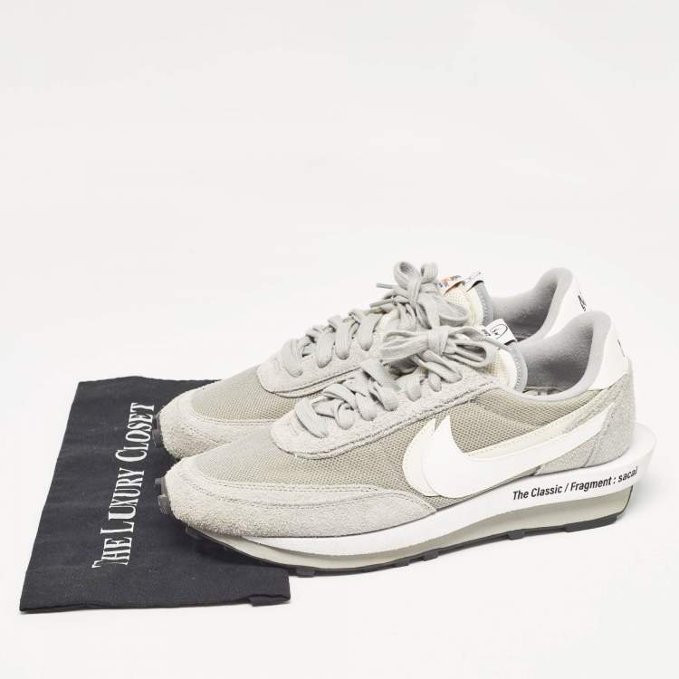 Pre Owned Nike x Sacai Grey Suede and Mesh LD Waffle SF Fragment Grey Sneakers Size 46