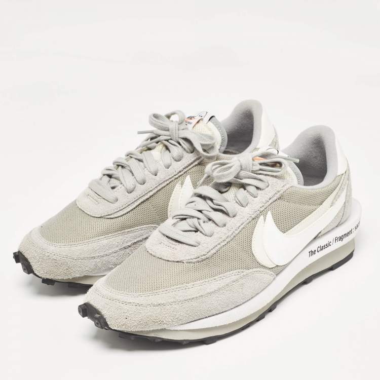 Pre Owned Nike x Sacai Grey Suede and Mesh LD Waffle SF Fragment Grey Sneakers Size 46