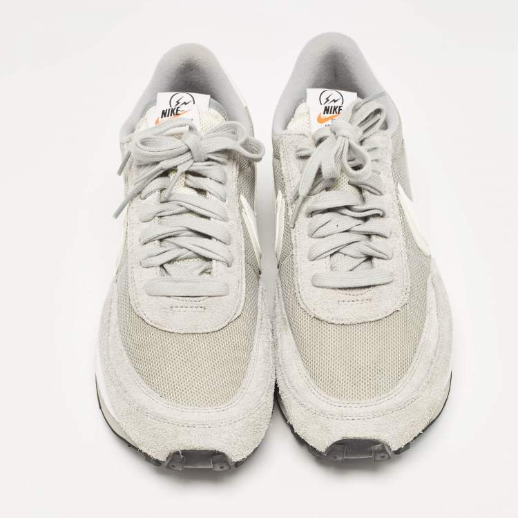Pre Owned Nike x Sacai Grey Suede and Mesh LD Waffle SF Fragment Grey Sneakers Size 46