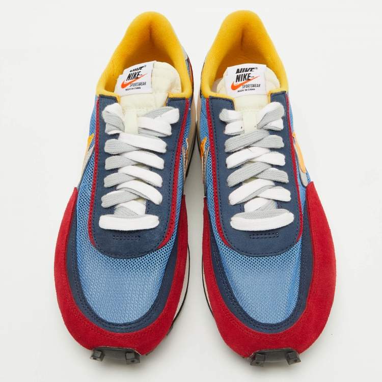 Pre Owned Nike x Sacai Multicolor Mesh and Leather LDWaffle Varsity Blue Sneakers Size 44.5