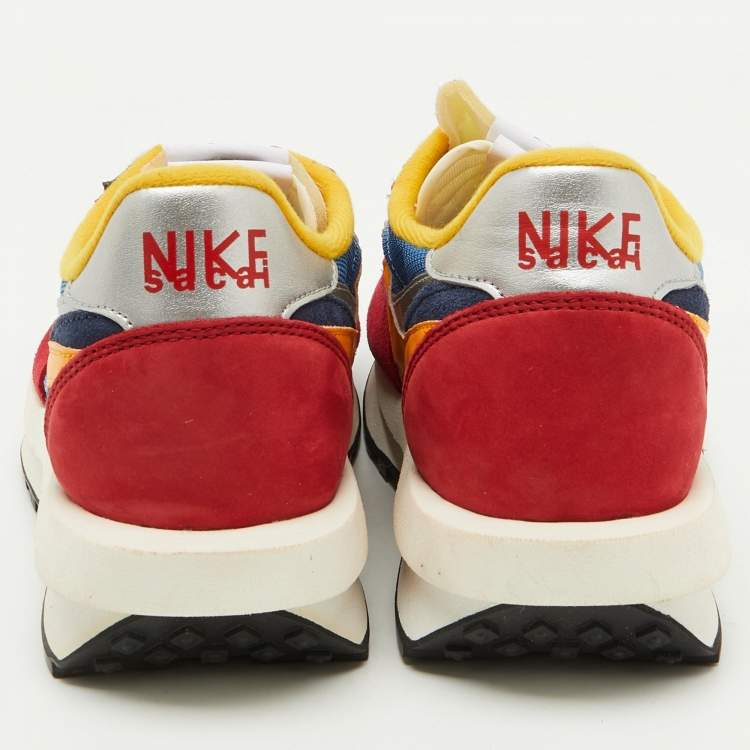 Pre Owned Nike x Sacai Multicolor Mesh and Leather LDWaffle Varsity Blue Sneakers Size 44.5