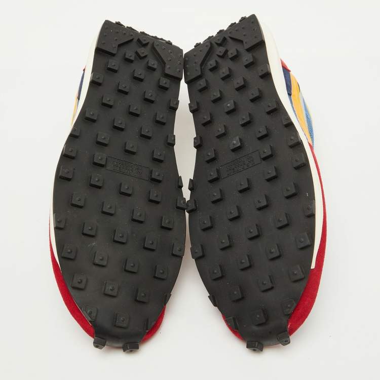 Pre Owned Nike x Sacai Multicolor Mesh and Leather LDWaffle Varsity Blue Sneakers Size 44.5