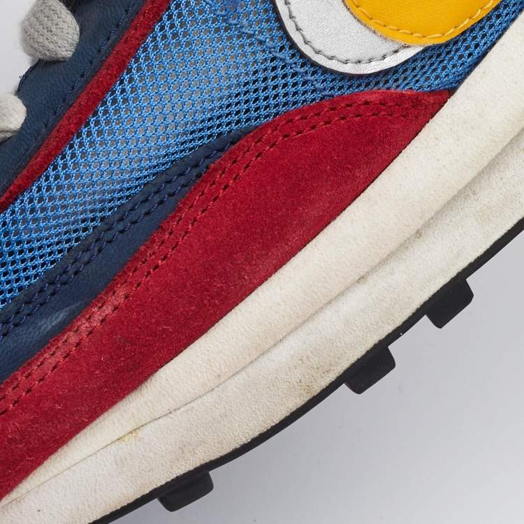 Pre Owned Nike x Sacai Multicolor Mesh and Leather LDWaffle Varsity Blue Sneakers Size 46