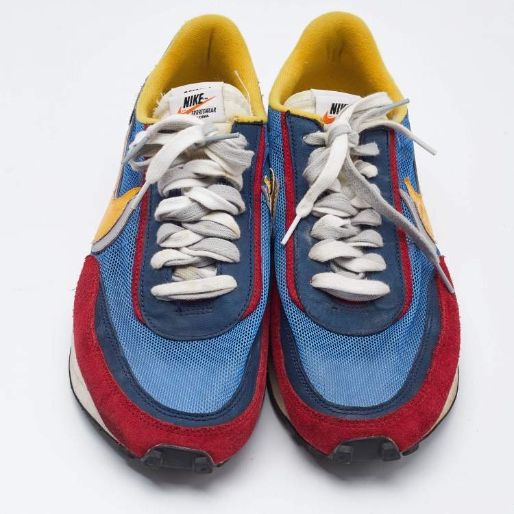 Pre Owned Nike x Sacai Multicolor Mesh and Leather LDWaffle Varsity Blue Sneakers Size 46