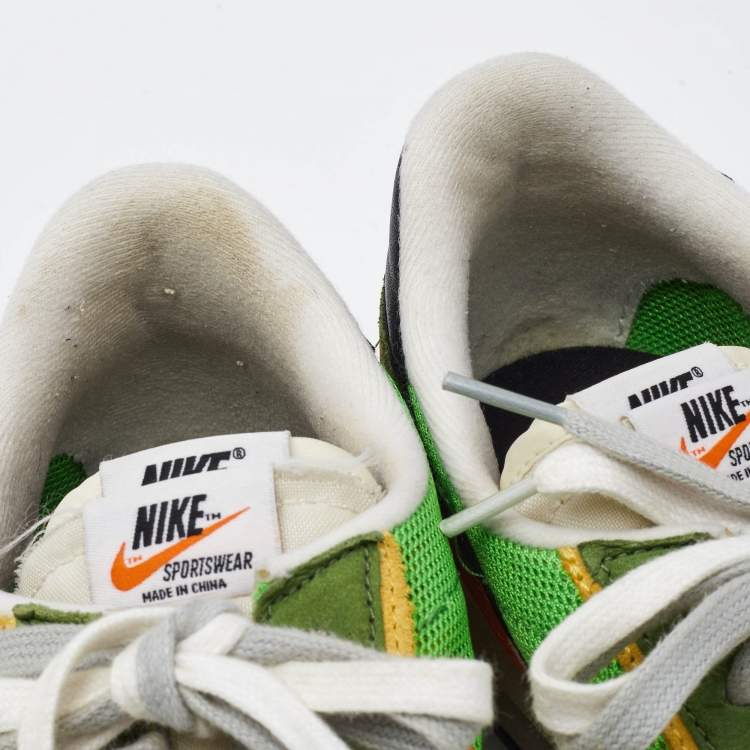 Pre Owned Nike x Sacai Multicolor Mesh and Leather LDWaffle Green Gusto Sneakers Size 46
