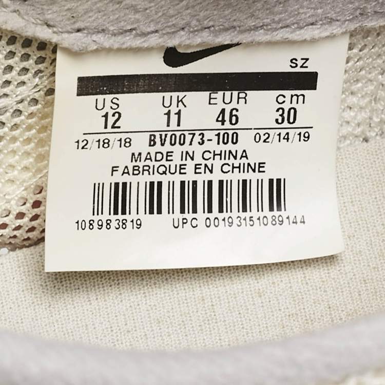 Pre Owned Nike x Sacai Grey/White  Mesh And Suede Vaporwaffle Low Top Sneakers Size 46