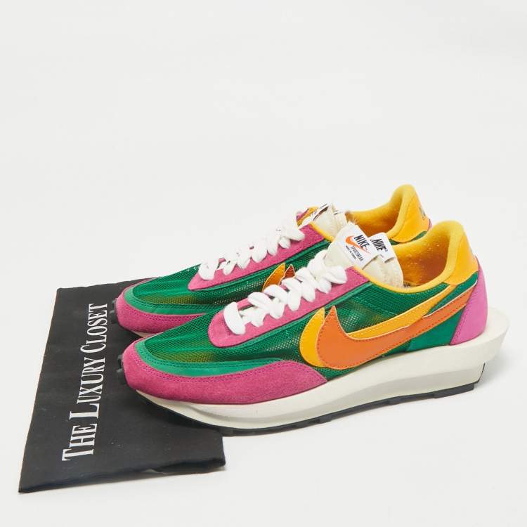Pre Owned Nike x Sacai Multicolor Leather and Mesh LD Waffle Sneakers Size 42.5