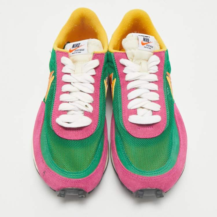 Pre Owned Nike x Sacai Multicolor Leather and Mesh LD Waffle Sneakers Size 42.5