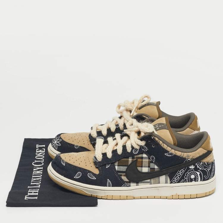 Pre Owned Nike x Sacai Multicolor Canvas and Denim Scott SB Dunk Low Top Sneakers Size 44.5