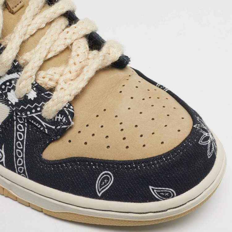 Pre Owned Nike x Sacai Multicolor Canvas and Denim Scott SB Dunk Low Top Sneakers Size 44.5