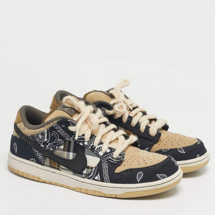 Pre Owned Nike x Sacai Multicolor Canvas and Denim Scott SB Dunk Low Top Sneakers Size 44.5