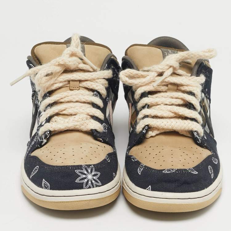 Pre Owned Nike x Sacai Multicolor Canvas and Denim Scott SB Dunk Low Top Sneakers Size 44.5