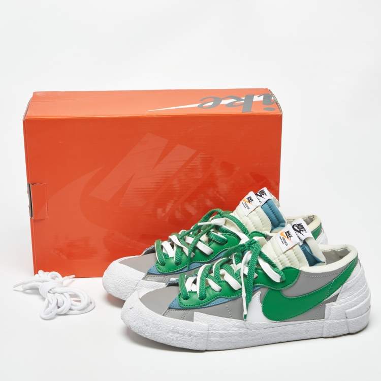 Pre Owned Nike x Sacai Blazer Medium Grey Classic Green Size 45 Multicolor Leather Low Top Sneakers
