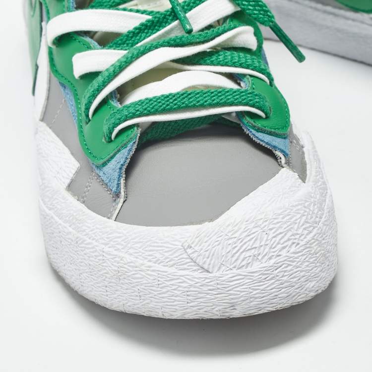 Pre Owned Nike x Sacai Blazer Medium Grey Classic Green Size 45 Multicolor Leather Low Top Sneakers