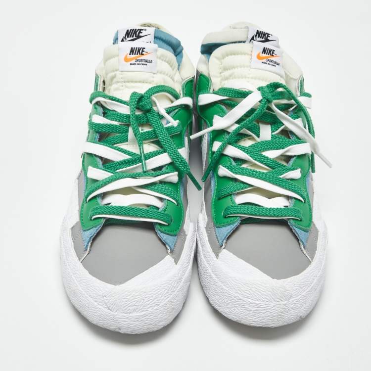 Pre Owned Nike x Sacai Blazer Medium Grey Classic Green Size 45 Multicolor Leather Low Top Sneakers