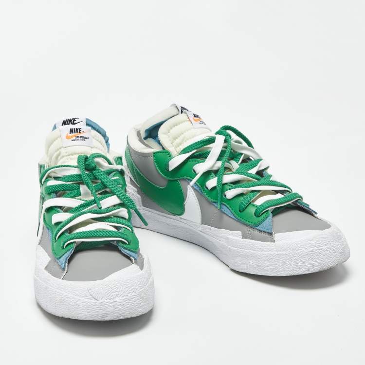 Pre Owned Nike x Sacai Blazer Medium Grey Classic Green Size 45 Multicolor Leather Low Top Sneakers