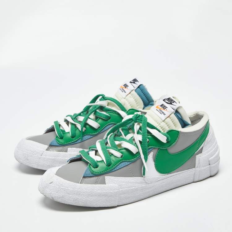 Pre Owned Nike x Sacai Blazer Medium Grey Classic Green Size 45 Multicolor Leather Low Top Sneakers