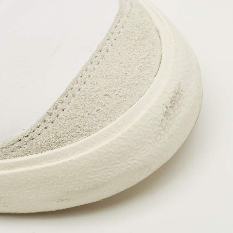 Pre Owned Nike x Sacai Blazer Mid Size 45 White Leather and Suede 77 Vintage Racer High Top Sneakers