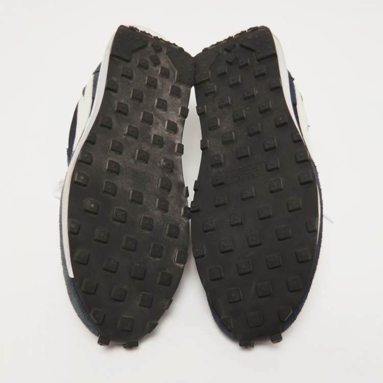 Pre Owned Nike x Sacai Navy Blue/White  Mesh And Suede Vaporwaffle Low Top Sneakers Size 46