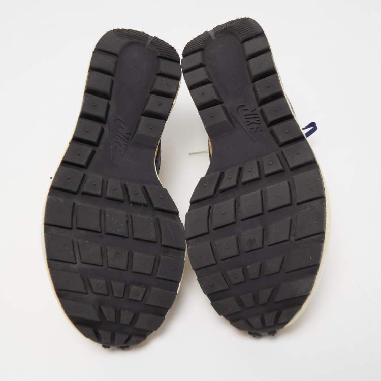 Pre Owned Nike x Sacai Tricolor Leather and Fabric VaporWaffle Sesame Blue Void Sneakers Size 42