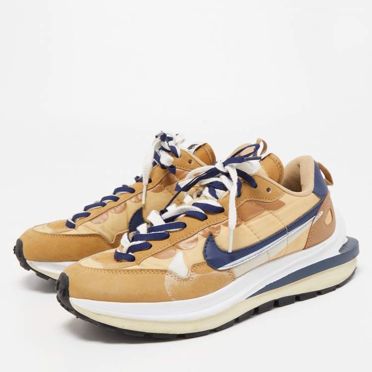 Nike x Sacai Tricolor Leather and Fabric VaporWaffle Sesame Blue Void  Sneakers Size 42 Nike x Sacai