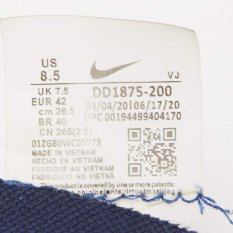 Pre Owned Nike x Sacai Tricolor Leather and Fabric VaporWaffle Sesame Blue Void Sneakers Size 42